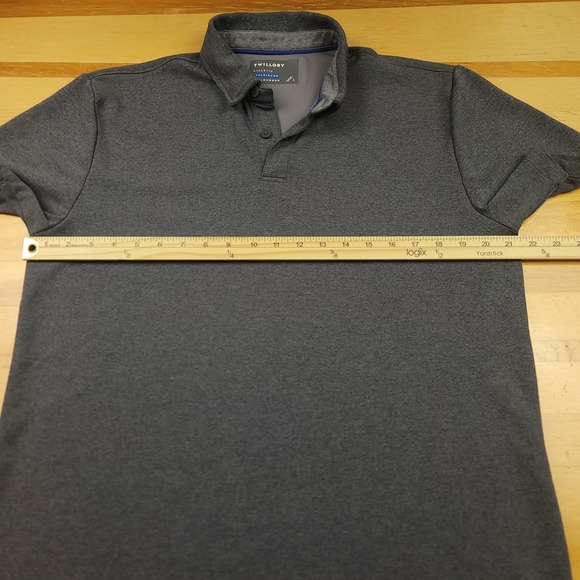 TWILLORY Men Charcoal Gray Athleisure  Polo Shirt Size L Casual Lux Golf - Picture 7 of 10